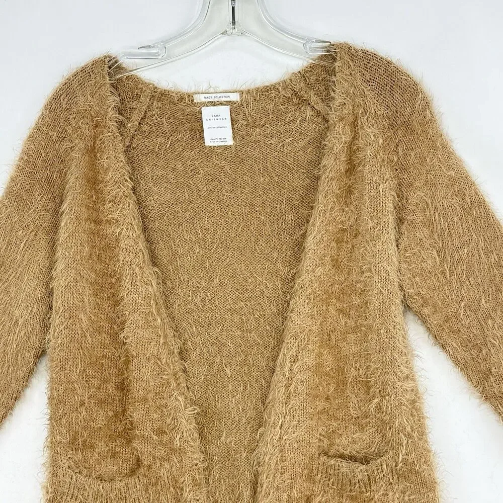 Zara Knitwear Winter Fancy Collection Open Front Cardigan Sweater Brown Size 7 - Picture 5 of 15